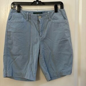 LRL Lauren Jeans Co Women's Flat Front Chino Shorts Size 4 Blue